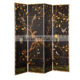 Traditional Hand Painting Three Door Folding Screen, Retro Furniture Decorative Wooden Floor Screen With Crackle thumbnail-2