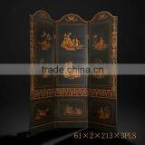 Arabian Furniture Traditional Hand Painting Wooden Three Panel Floor Screen, Classical Painted Home Decorative Folding Screen thumbnail-1