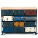 Industrial Wood Top 12 Drawers Storage Multicolored Cabinet thumbnail-1