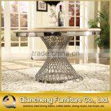 Mirror Silver Round Rotating Dining Table for Hotel