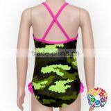 2017 Fashionable Camouflage Print Ruffle Decorated Baby Girls Bikini Swimsuit thumbnail-3