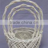 Good Selling White Round Willow Basket With Handle thumbnail-1