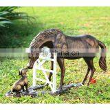 Metal Outdoor Small Horse Statue With Dog Sculptures thumbnail-1