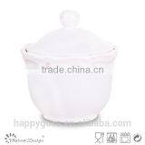 White Emboss Ceramic Sugar Bowl thumbnail-5