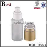 China New Products Cosmetic Lotion Frosted Glass Cosmetic Bottle 100 ml White pp Pump and Gold Aluminum Cap thumbnail-4