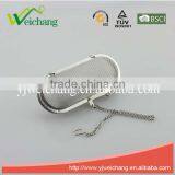 WCE558 Good Quality Hot Sale Stainless Steel Mesh Tea Ball Tea Infuser Tea Strainer Long Oval With Chain thumbnail-1