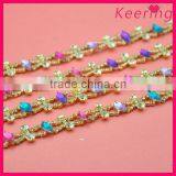 Hand-made Rhinestone Garment Colorful Beaded Chain WRC-213 thumbnail-1