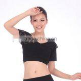 Cheap Short Sleeve Lace Crop Top for Dance JYS67 thumbnail-3