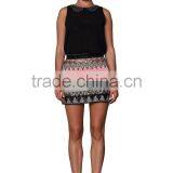Women Silver Aztec Pattern A Line Fitted Sequined Skirts thumbnail-2
