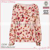 New Fashion Cotton Allover Round Neck Long Sleeves High Quality Direct Manufacturer See Through Collar Design Peasant Blouse thumbnail-1