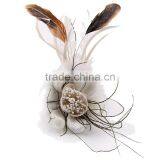 Fabric Feather Big Flower Brooches Handmade Corsage Brooch Feather Pearl Flower Head Clip Brooch thumbnail-4