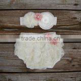 Hot Selling Baby Clothes Infant Lavender Ruffle Bloomer Wholesale Baby Girl Diaper Cover With Headband thumbnail-3