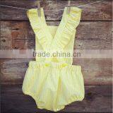 Gingham Design Newborn Baby Romper Wholesale Infant Girls Ruffle Sleeve Bodysuit Baby Cotton Clothes thumbnail-2