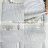 off Shoulder Elastic Spring Sweater Women Short Gray Lapel Pullover Sexy White Jumpers Autumn Knitwear Top thumbnail-6