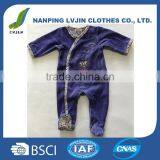 75% Cotton 25% Polyester Velour Purple Newborn Baby Girls Romper Wholesale Price thumbnail-1