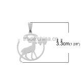 Stainless Steel Cut Out Pendants Pere David's Deer Silver Tone Round thumbnail-2