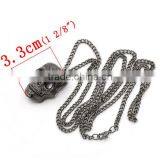 Wholesale Gunmetal Skull Halloween Battery Included Skeleton Pocket Watches thumbnail-3