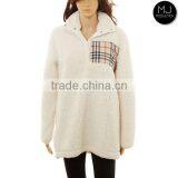 FACTORY LOW MOQ Women Winter Plaid Monogram Fleece Pullover Wholesale thumbnail-2
