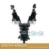 Black PU Leather Embroidered Venise Embroidery Lace Fabric Costume Dress Fine Applique Motif Dress Trim Clothing Accessories thumbnail-1