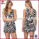 Rock Grain Printed V Neck Woman Adult Jumpsuit Pajama