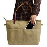 Ручной сумка-тотес из канваса в бежевом цвете thumbnail-1