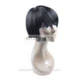 customized hot selling cheap natural black no tangle shed free virgin human hair short bob style lace front wigs with bangs