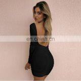 Hot Sales 2020 Spring&Summer Women Long Sleeve Backless Bodycon Party Dresses Lady Sexy Mini Club Dress thumbnail-4