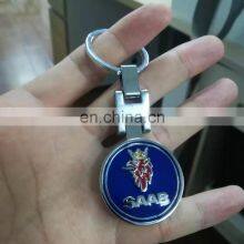 Metal Alloy Customized Chrome Car Logo Key Ring Car Keychain For Saab Scania