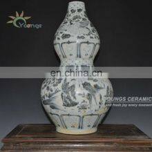 Antique Yuan Reproduction Chinese Blue and White Porcelain Figure Calabash Vases