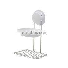 Bathroom Storage Wall Mount Rack Chrome Towel Holder Soap Holder Steel Storage Holder With Suction Cup thumbnail-3