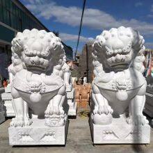Stone Lion Manufacturer, White Jade Carved Lion Door Decoration, Finely Carved Stone Lion Wholesale thumbnail-5