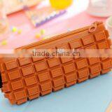 Osini Custom Silicon Rubber Products Pencil Case Plain Color Waterproof Chocolate Silicone Zipper Pencil Case thumbnail-4