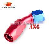 Aluminum Oil Cooler Fitting 45 Degree Resuable Fuel Line Hose End Fitting Adaptor Blue and Red 40-045-06