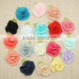 New Arrival Leaf With Shabby Chiffon Flowers Wholesale for Hair-shabby Flower-chiffon Flower