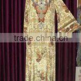 DIGITAL PRINTED JALABIYA WITH BEADS WORK AT NECK JEWELRY. thumbnail-1