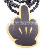 Men's gestures good Pendants Fashion Wood Hip Hop Rosary Chain Beads Necklaces