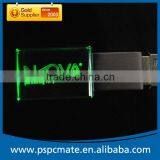 8G 16G 32G Transparent Crystal Usb Flash Disk With Light-up Led Logo thumbnail-1