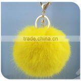 Red Fur Pom Pom Keychain Rabbit Fur Pom Pom Ball With Flower Bag Charm thumbnail-4