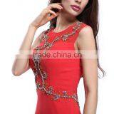 Jewel Illusion Neck Mermaid Chiffon Western Paris Ladies Evening Dress thumbnail-3