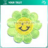 Yellow Smiling Green Flower Hot Embroidery Clothing School Uniform Patches