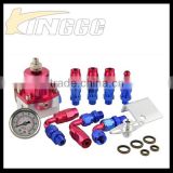 Auto Universal Adjustable Aluminum Fuel Pressure Regulator Kit with hose line kits&Fittings&Gauge