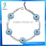 Hot Fashion Tennis Design Silver Baby Blue Evil Eye Bracelet
