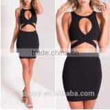 2016 Wholesale Sexy Crossover Bodice Low Scoop Back Bandage Dress thumbnail-3