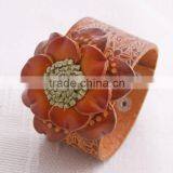 Handmade Leather Flower Bracelet thumbnail-1