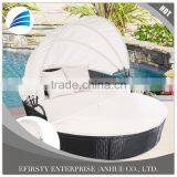 Outdoor Patio Wicker Rattan Sofa Furniture Round Retractable Canopy Daybed Black thumbnail-1