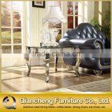 Stainless Steel Support Mirrored Marble Side Table thumbnail-5