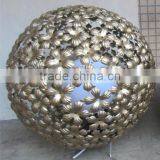 Flower Casting Stainless Steel Ball Sculpture With Lantern Install thumbnail-1