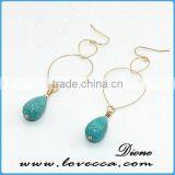 Natural Gemstone Earring Stud Jewelry Real Turquoise Green Stone Earring thumbnail-2