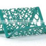 Green Hollow Dot Pattern Metal Punched Decorative Desk Name Card Holder thumbnail-2