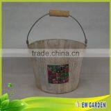 French Style Decorative Big Elegant Delicate Round Rustic Wood Flower Pot thumbnail-3